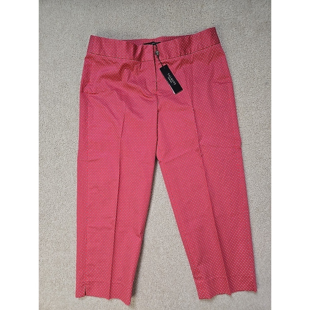 Talbots‎ Signature Womens 10P Pink & White Polka Dot Cropped Pants New With Tags